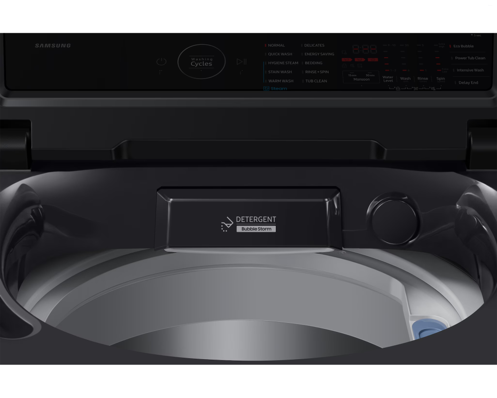 Samsung 10.0 kg Top Load Washing Machine with EcoBubble & Heater, Deep Charcoal (WA40F10H2C)