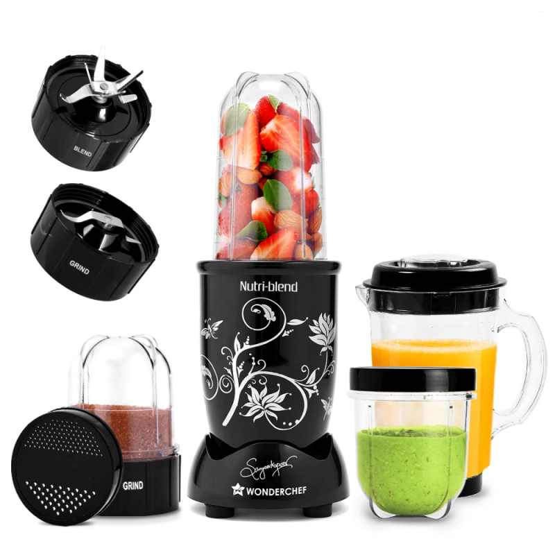 Wonderchef Nutri-blend 500W 4-Jar Mixer Blender with 750 ml, 500 ml & 300 ml Jars, 22000 RPM & Stainless Steel Blades