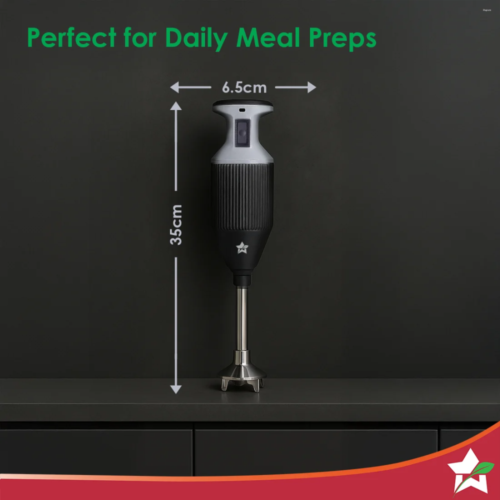Wonderchef Prima Plus 250W Electric Hand Blender, 2-Speed, Stainless Steel Blades, Hot & Cold Blending, Whisk & Chopper
