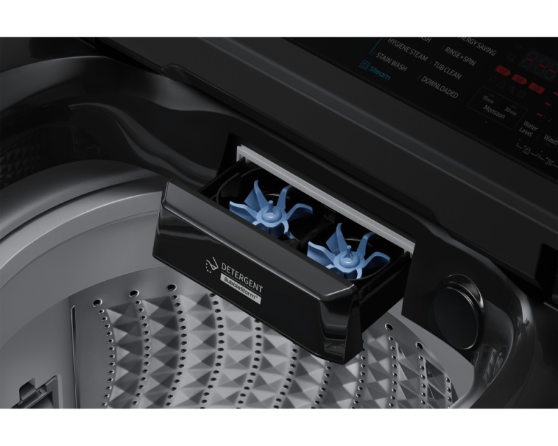 Samsung 8.0 kg Top Load Washing Machine with AI Wash & Heater, Black Caviar (WA80F08H2B)