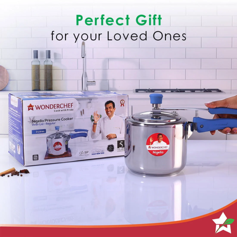 Wonderchef Nigella Inner Lid Pressure Cooker SS 3L 3L Pressure Cooker Lid