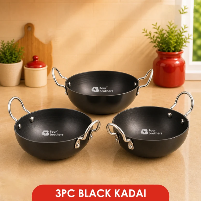 Four Brothers 3PC Hard Anodised Kadai 12 cm 4BAK-B