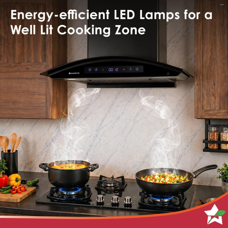 Wonderchef Ultra Curve 60 cm Filterless BLDC Auto-Clean Chimney with 1700 m³/hr Suction, Motion Sensor & Touch Control