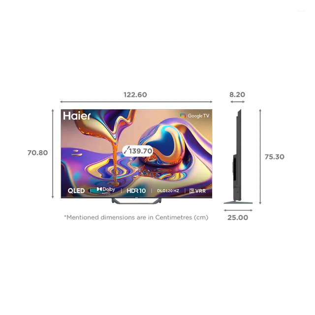 Haier 55 Inch 4K QLED Google TV with DLG 120Hz, HDR10, Dolby Audio & Google Assistant H55S80FUX