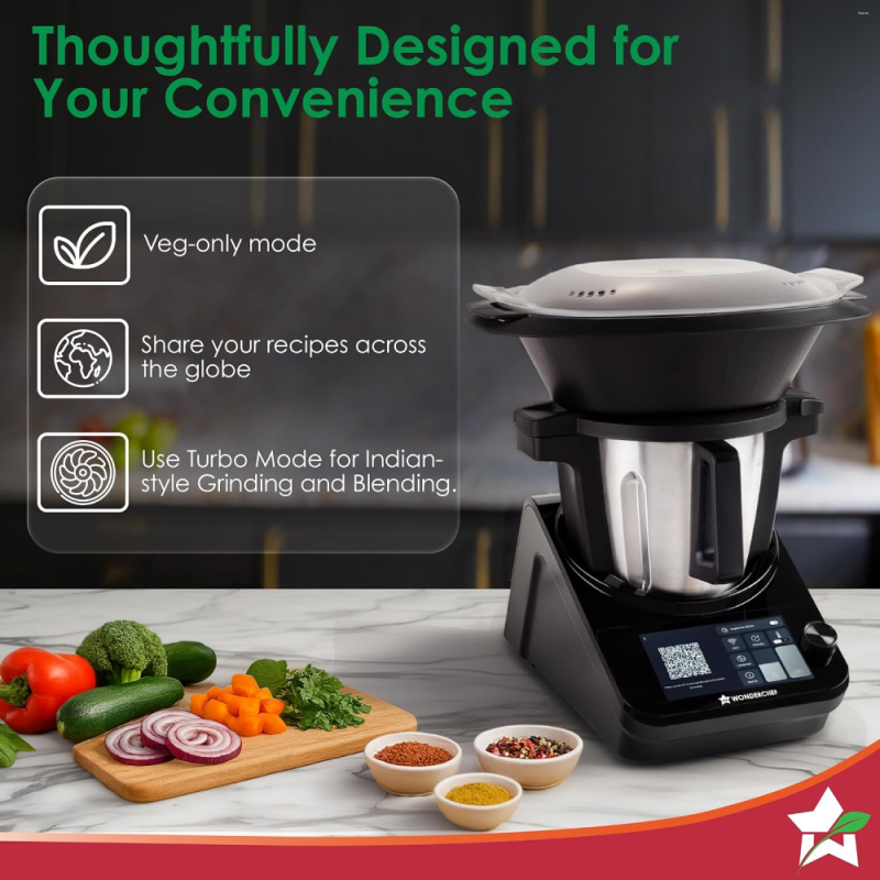 Wonderchef Chef Magic K7 4.7 L Kitchen Robot 1800 W with 15+ Cooking Modes, Built-in Weighing Scale, Wi-Fi & Mobile App