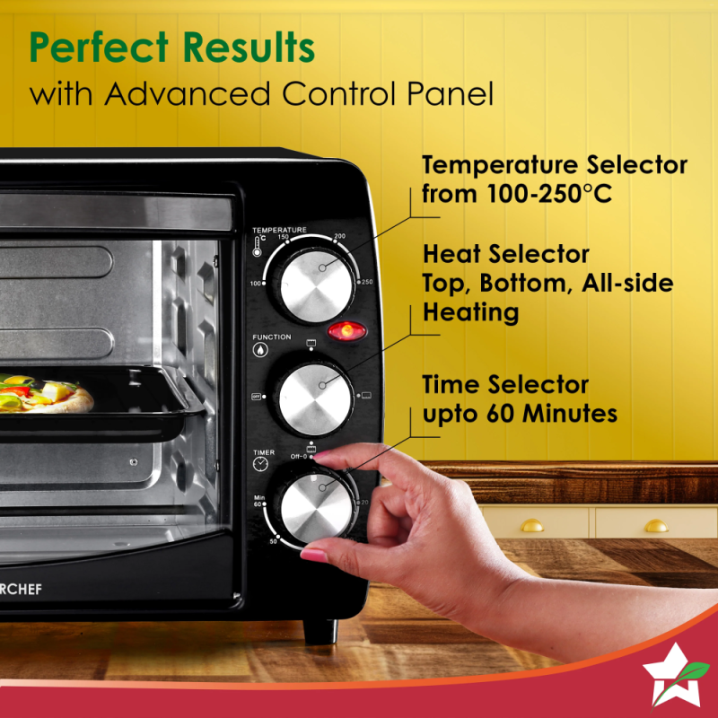 Wonderchef OTG 19L 1280W Oven Toaster Griller, Convection, Auto Shut-Off & 250°C Temperature Control
