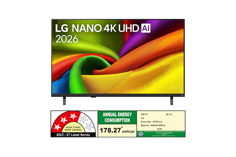 LG 55 Inches NANO 4K Ultra HD AI Smart TV with α7 AI Processor 4K Gen9, HDR10 Pro & 4K Super Upscaling 55NU870BPLA