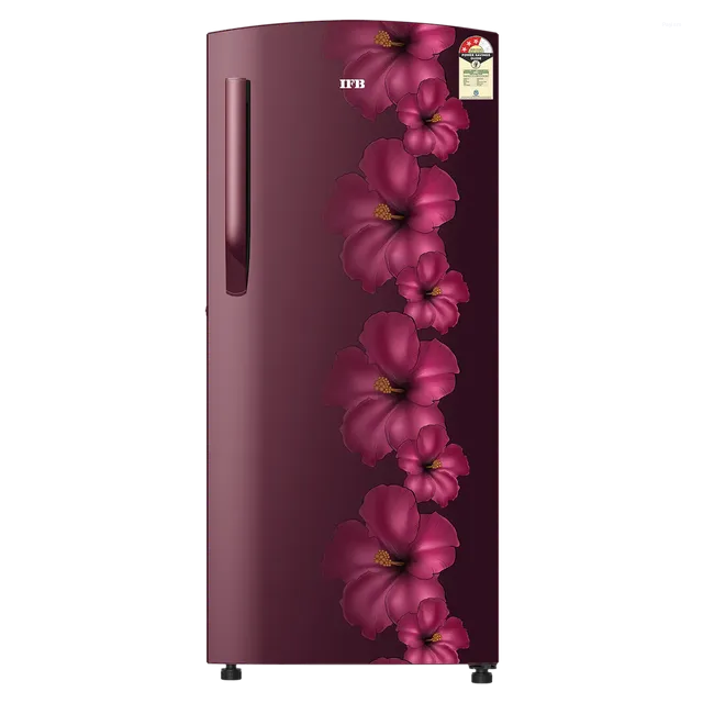 IFB Metal-Cool 187 L 3 Star Direct Cool Refrigerator, Flower Pattern, Heavenly Hibiscus Red, Fixed Speed Compressor 2025
