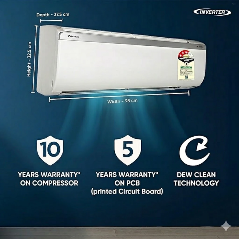 Daikin 1.4 Ton 3 Star Inverter Split AC Standard Series FTKC48XV16