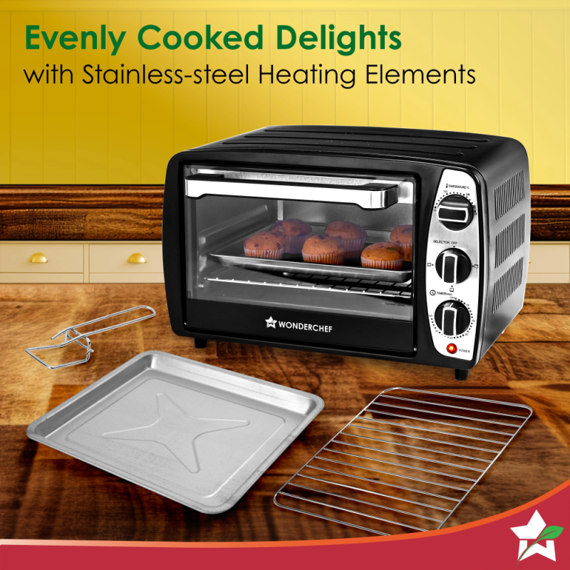 Wonderchef OTG 17L 1280W Oven Toaster Griller, 250°C Temperature Control, Auto Shut-Off & Heat Selector