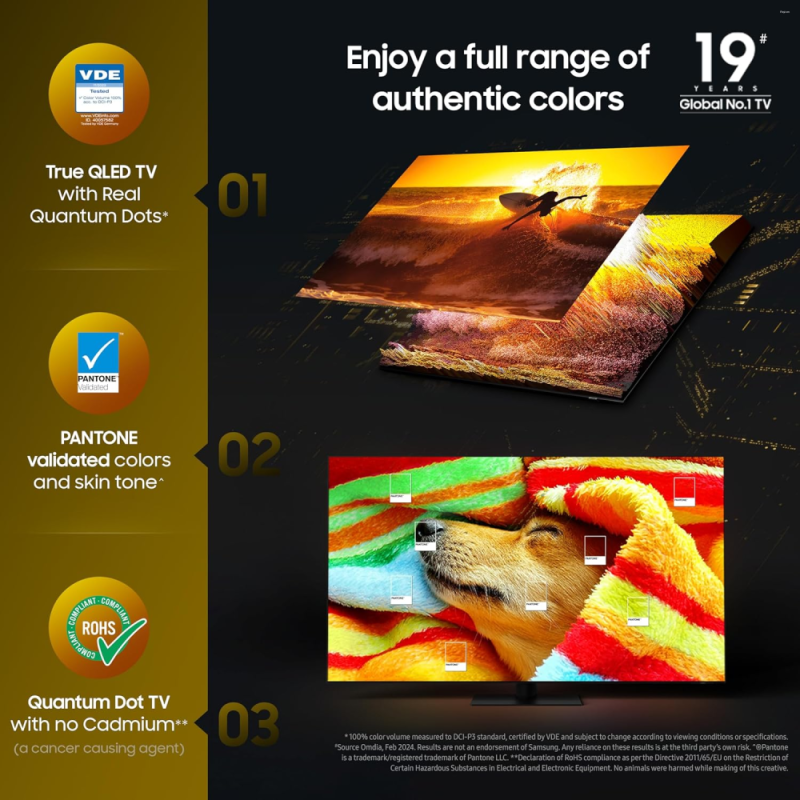 Samsung 163 cm (65 Inch) Vision AI 4K Ultra HD Smart QLED TV (QA65QEF1AULXL) | Quantum HDR | Q4 AI Processor | Tizen OS | Black