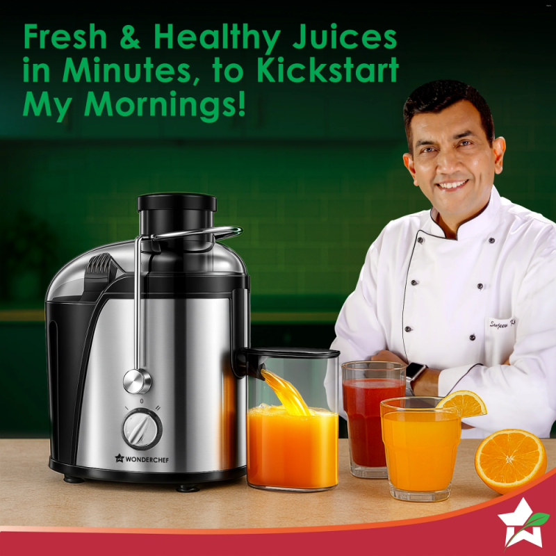 Wonderchef Venezia 500W Centrifugal Juicer, Dual Speed, Wide Feeding Mouth, Stainless Steel Mesh Filter & Pulp Separator