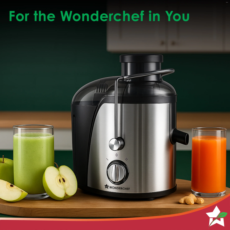 Wonderchef Venezia 500W Centrifugal Juicer, Dual Speed, Wide Feeding Mouth, Stainless Steel Mesh Filter & Pulp Separator