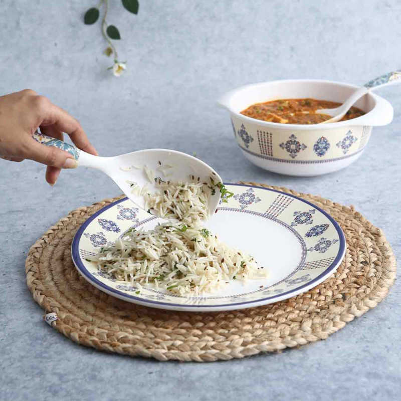 Wonderchef Venice 31-Piece Blue Melamine Dinner Set with Dinner Plates, Bowls, Casseroles & Serving Platter