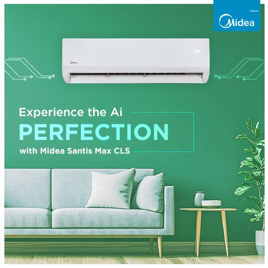 Midea 1.5 Ton 3 Star Fixed Speed Split AC – SANTIS MAX CLS (MAS18SM3R36F0)