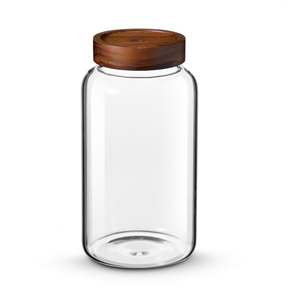 Bergner Acadia Jar 13X13X24cm, 2.6L Borosilicate Glass, Acacia Wood Lid BG-20511-MM
