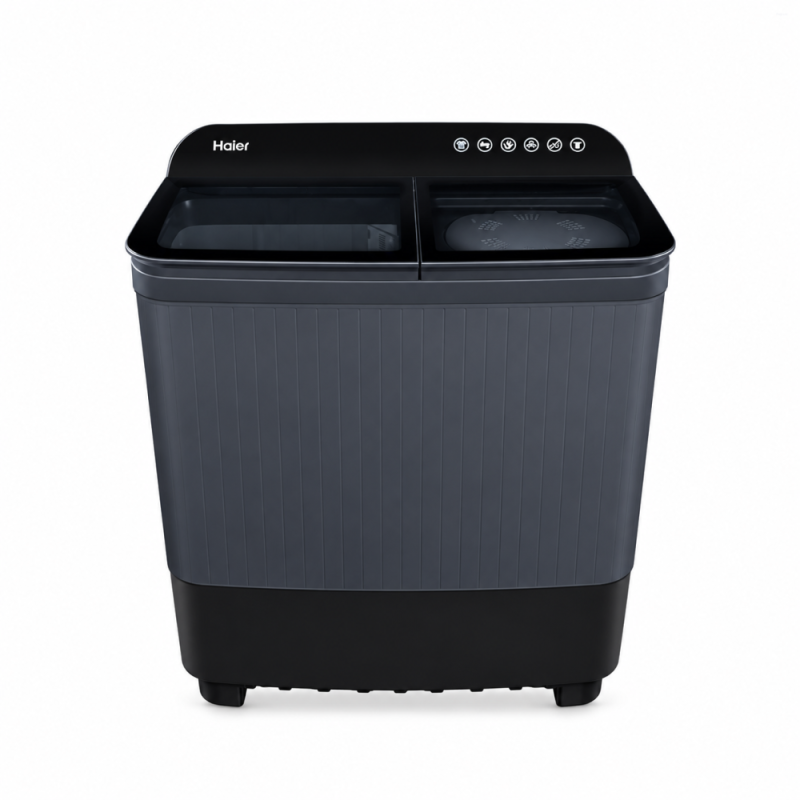 Haier 8.5 Kg 5 Star Semi-Automatic Top Load Washing Machine with Anti-Bacterial Vortex Pulsator, Magic Filter & Oxyi Dry Technology HTW85-186BBK