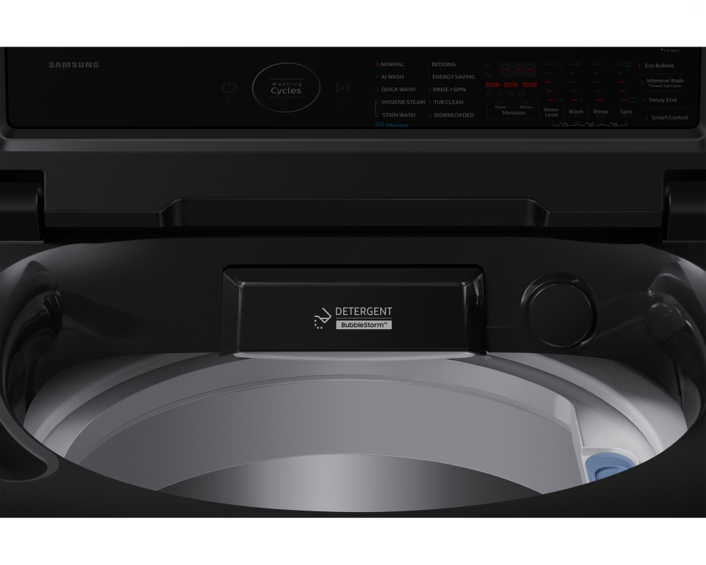 Samsung 8.0 kg Top Load Washing Machine with AI Wash & Heater, Black Caviar (WA80F08H2B)