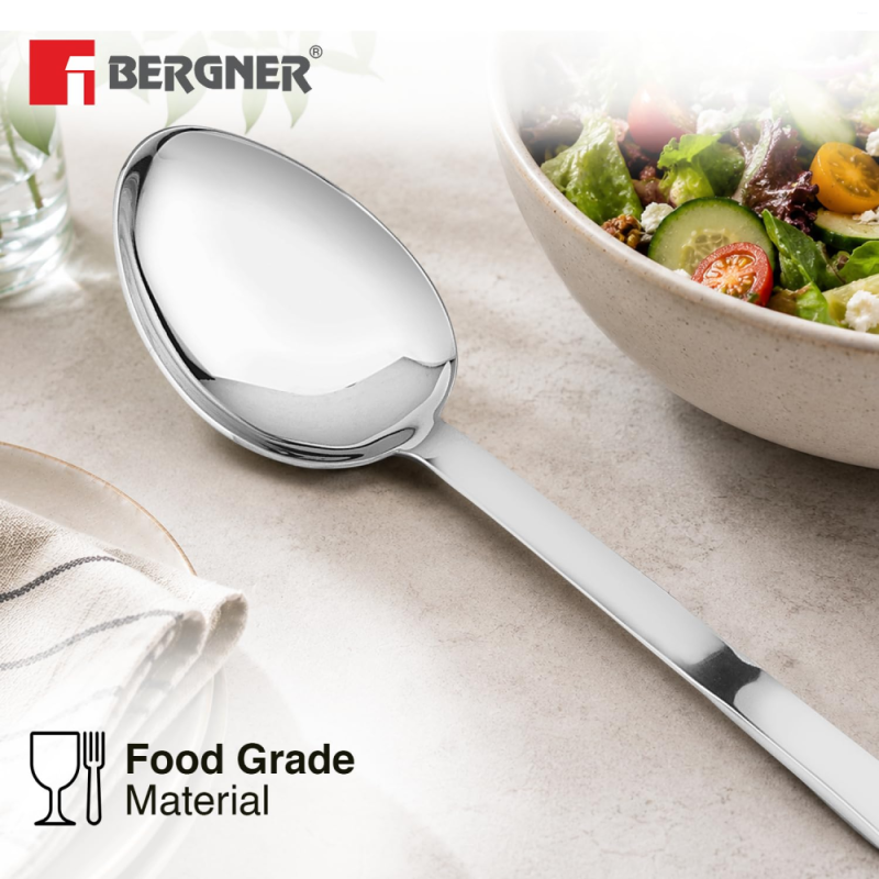 Bergner Argent Large Solid Spoon Serving S/s Hollow Handle Large Stainless Steel, Food Grade BGIN-6706