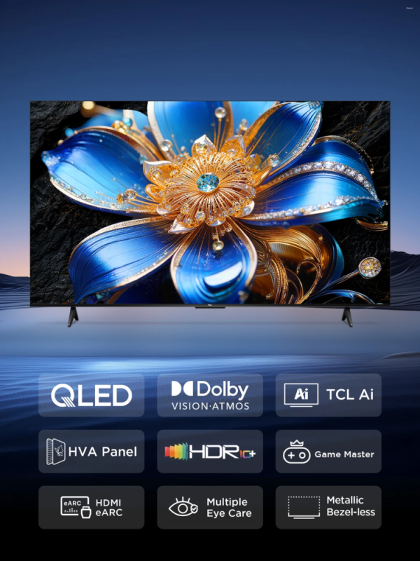 TCL 55 Inch 4K QLED Google TV with Dolby Vision, Dolby Atmos & AiPQ Processor 55T69D