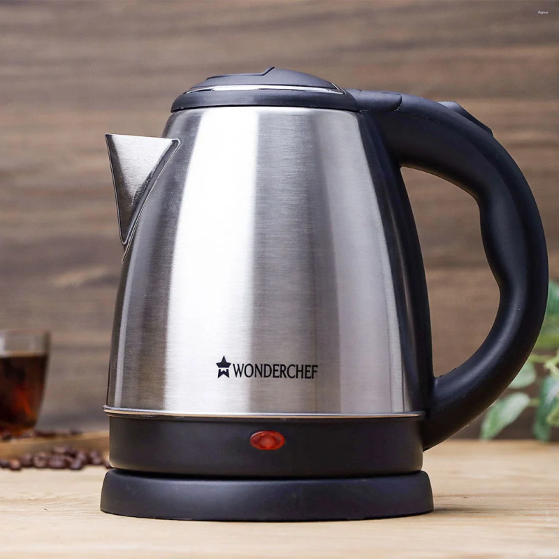 Wonderchef Crescent 1.5L 1350W Electric Kettle, Stainless Steel Body, Thermostat, Safety Locking Lid & Auto Shut-Off