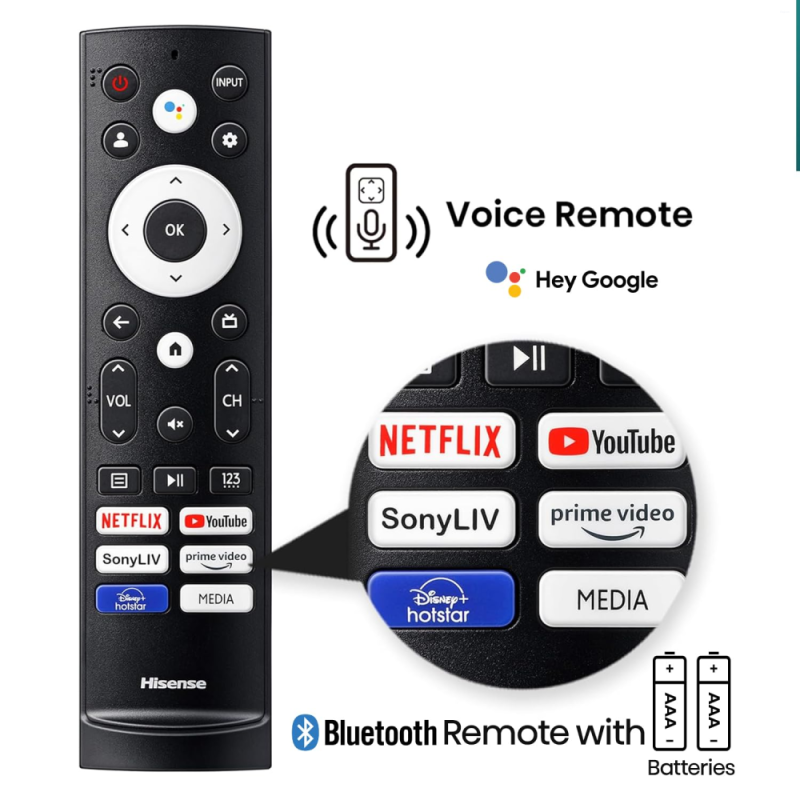 Hisense 55 Inch 4K Ultra HD Smart LED Google TV with Dolby Vision, MEMC, DTS Virtual:X & Bluetooth 5.3 (55E6N)