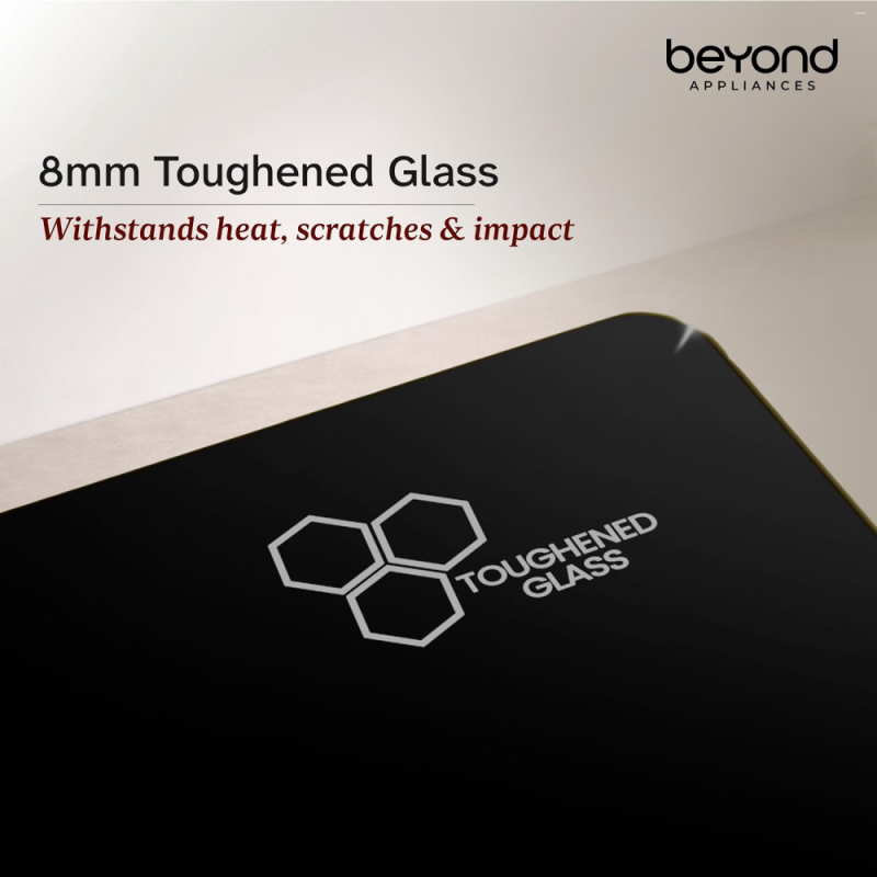 Beyond by BeyondNXT Zyra BAHO-ZR4BL-KE-003 4 Burner Gas Cooktop with Toughened Glass & Brass Burners