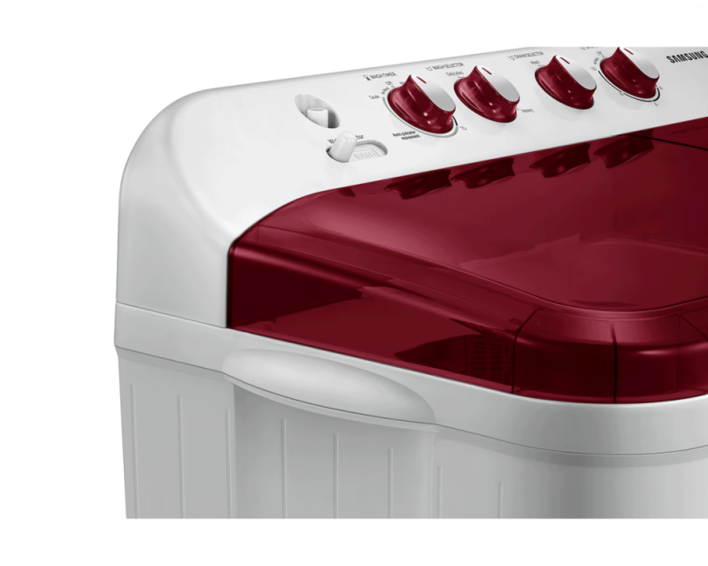 Samsung 8.0 kg Semi Automatic Washing Machine with Hexa Storm Pulsator, Light Gray with Wine Base (WT80C4000RR)