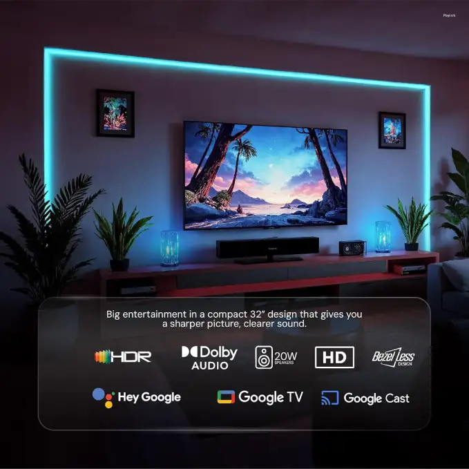 VZY 40 Inch Full HD Smart Google TV with HDR10, 20W Dolby Audio, Google Assistant & Built-in Chromecast X40FDLG5D