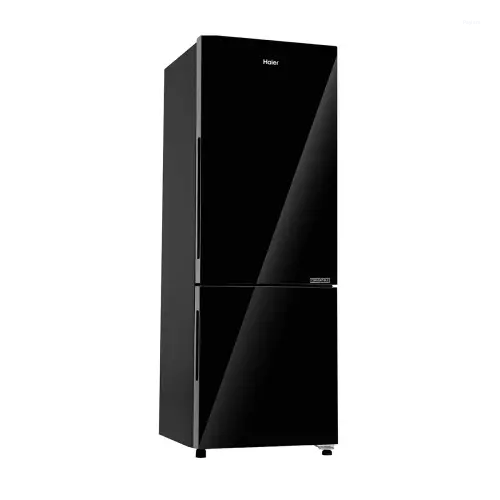 Haier 237 L 2 Star Frost Free Bottom Mount Refrigerator with Black Glass Finish, Toughened Glass Shelves & Turbo Icing HRB-2872EKGA-P