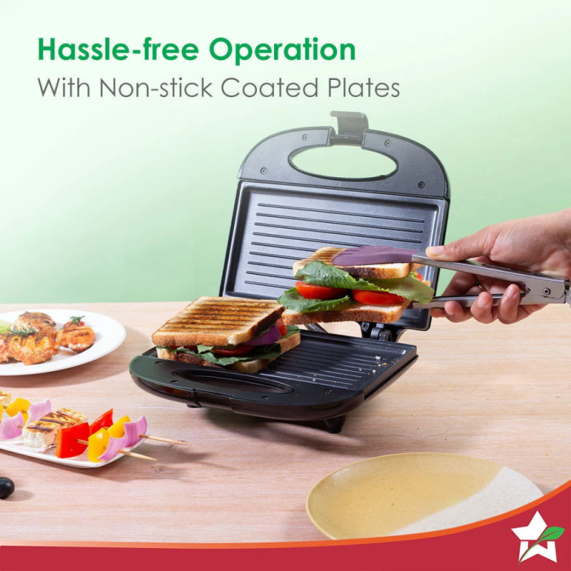 Wonderchef Prato Plus 800W Electric Griller, Auto Temperature Control, Non-Stick Plates, LED Indicator & Oil-Free Toasting