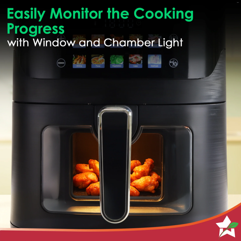 Wonderchef Evita 6.5L 1600W Digital Air Fryer, 12 Preset Menus, Rapid Air 360° Circulation, Viewing Window & Chamber Light