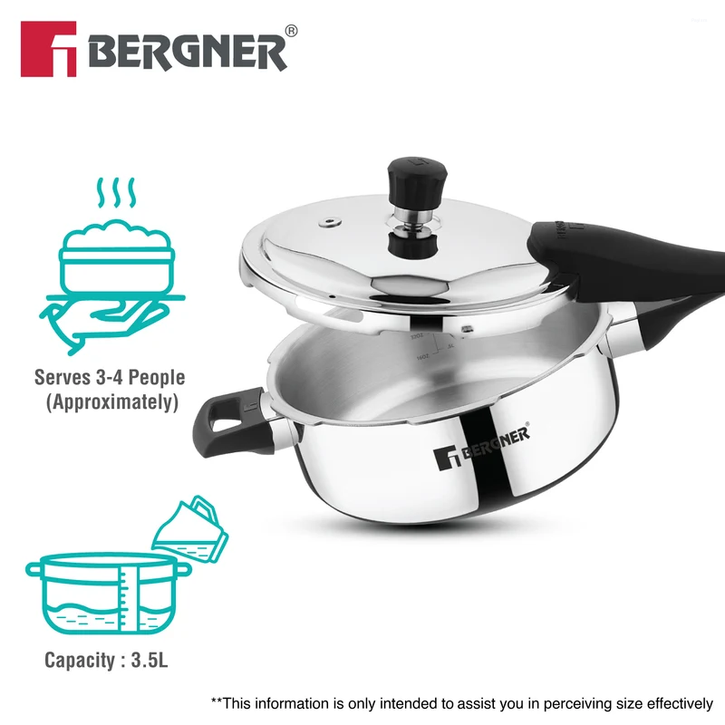 Bergner Tri-Max Tri-ply Pressure Pan 3.5L Tri-Ply Stainless Steel, Induction Ready BGIN-7867