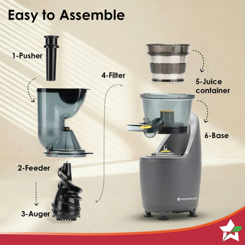 Wonderchef Regalia 240W Full Fruit Cold Press Slow Juicer, 55 RPM, 76mm Large Feeding Tube, High Juice Yield
