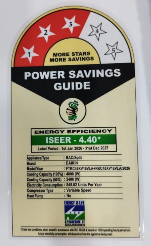 Daikin 1.4 Ton 3 Star Inverter Split AC Standard Series FTKC48XV16