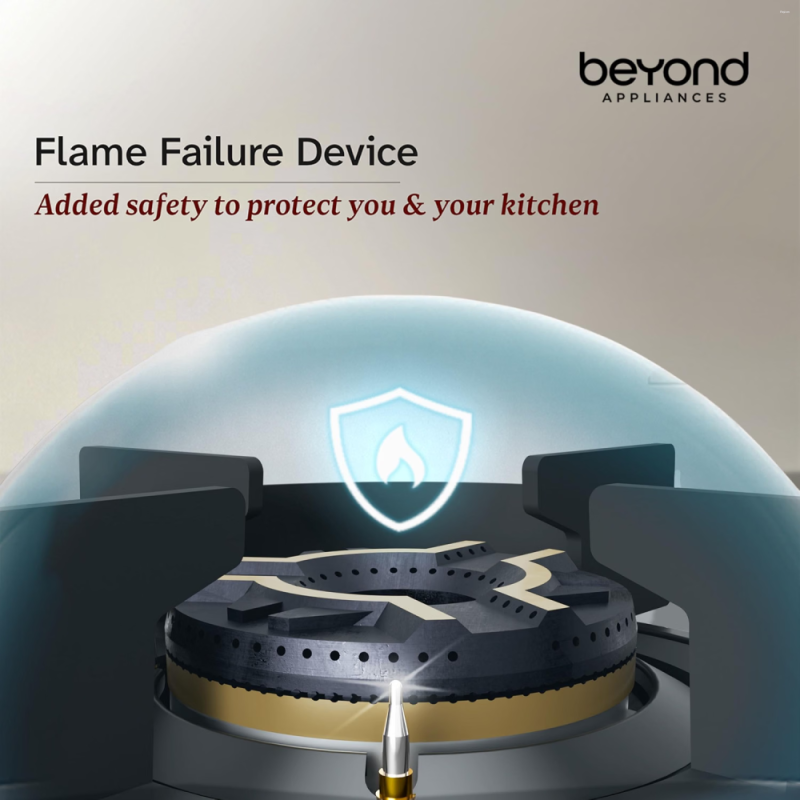 Beyond by BeyondNXT Auriga Pro BA-4B-AU-FB-64-CT-V2 4 Burner Full Brass Gas Cooktop with Auto Ignition, Digital Timer & Flame Failure Device