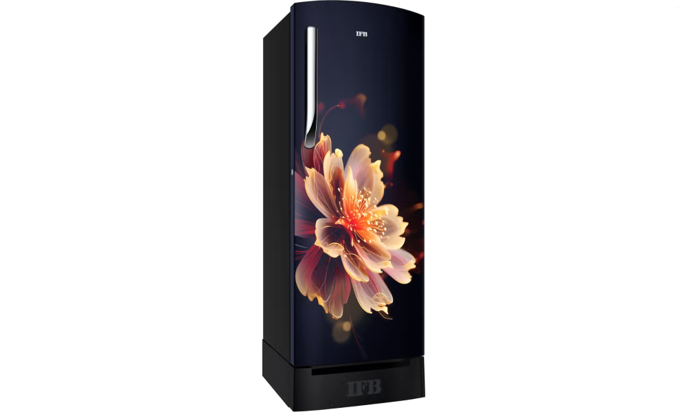 IFB Advance-Cool 197 L 3 Star Direct Cool Refrigerator, Flower Pattern, MYSTIC BLOSSOM BLUE + BLACK PED, Inverter Compressor