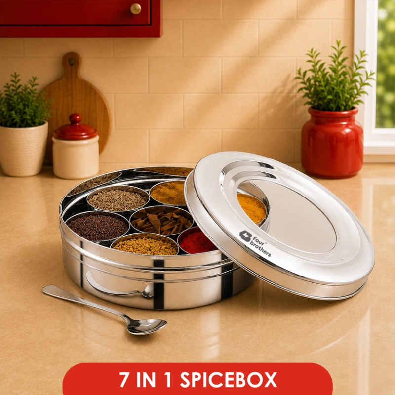 Four Brothers SS Spice Box 7 in 1 See Through Lid Small 4BSB-S