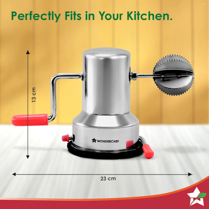 Wonderchef Stainless Steel Coconut Scraper, Vacuum Base, Rotatable Handle & Manual Operation