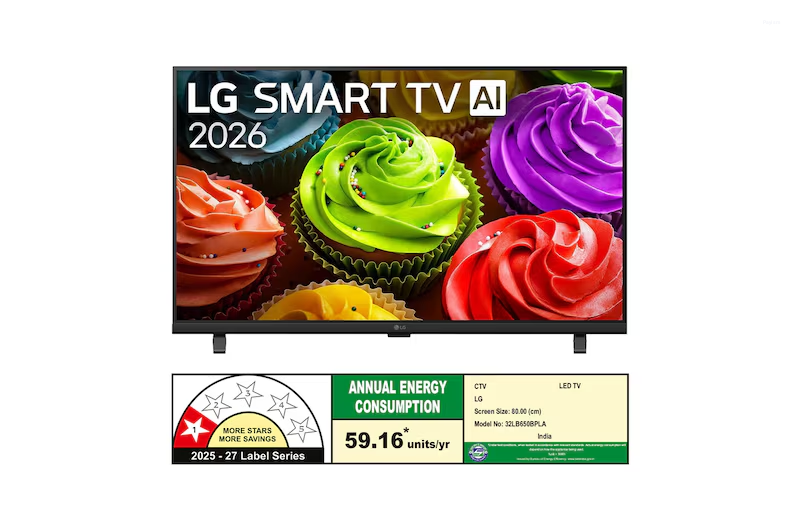 LG 32 Inches HD AI Smart TV with α5 AI Processor Gen9, HDR10 Pro & AI Sound Pro 32LB650BPLA