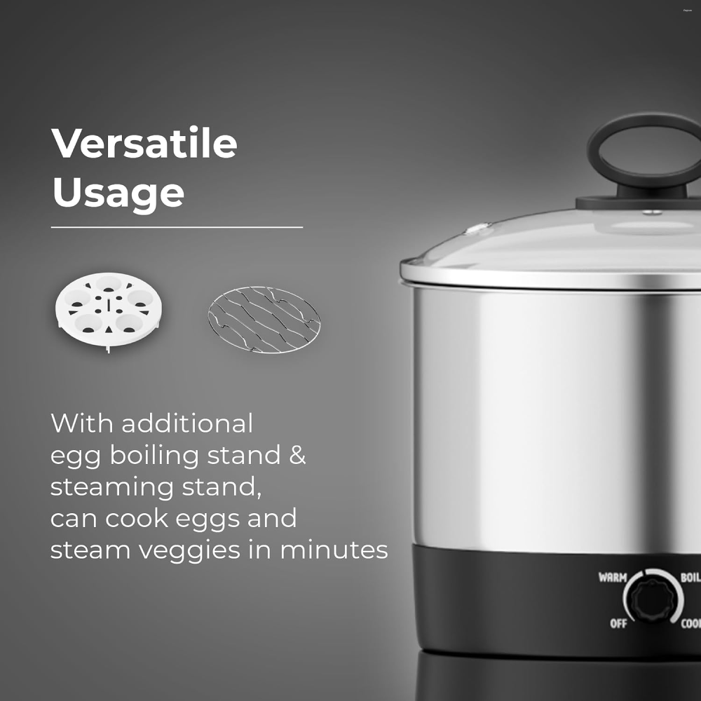 Butterfly Matchless 1.2 Litre 600W Stainless Steel Multi Kettle with Egg Rack, SS Rack, Auto Cut-Off & Dry-Boil Protection