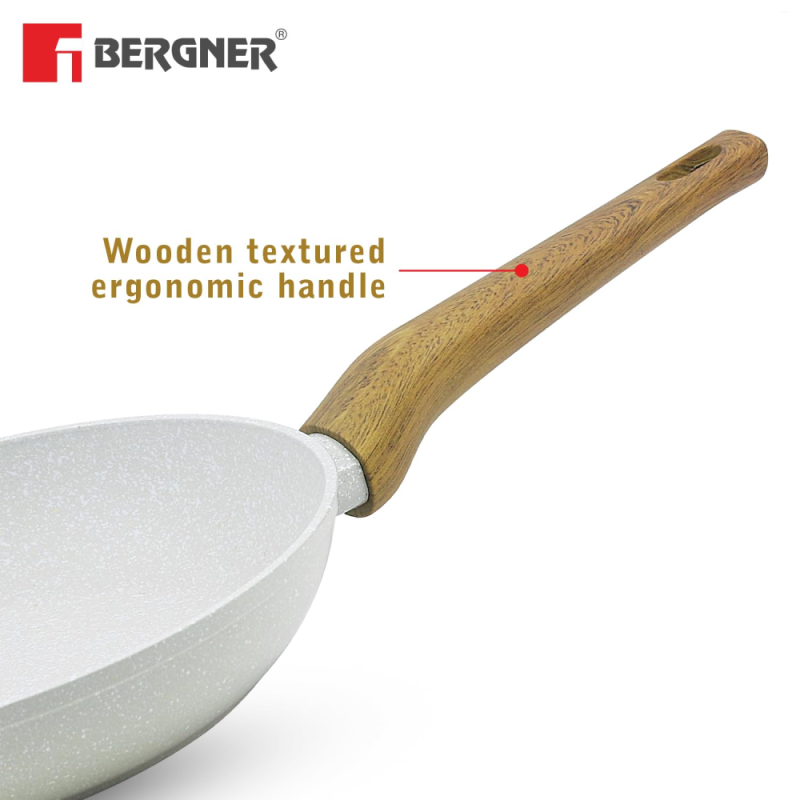 Bergner Naturally Frypan Ø28 x 5.4cm Forged Aluminium, Marble Non-Stick, Induction Ready BGD-30484-CR