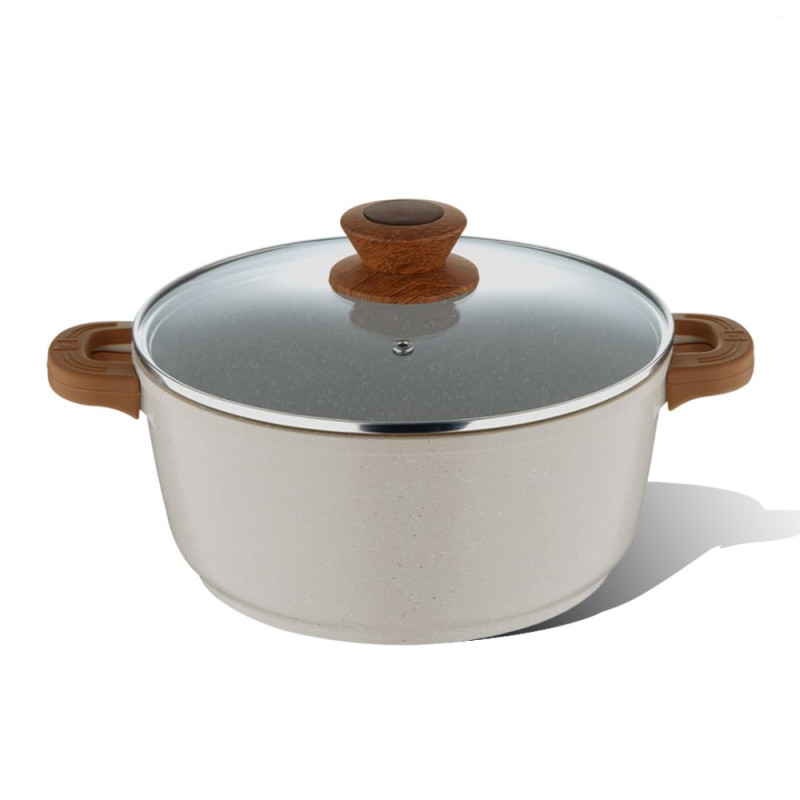 Bergner Naturally Casserole with Lid Ø32 x 14cm Forged Aluminium, Marble Non-Stick, Induction Ready BGD-36044-CR