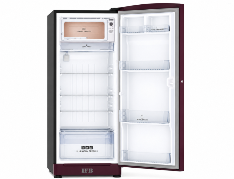 IFB 197 Litres 5 Star Direct Cool Refrigerator with Flower Pattern and Inverter Compressor (IFBDC-2235IRPD, Paradise Dream Red with Black Pedestal)