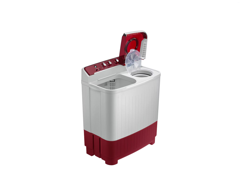 Samsung 8.5 kg Semi Automatic Washing Machine with Hexa Storm Pulsator, Light Gray with Red Base (WT85B4200RR)