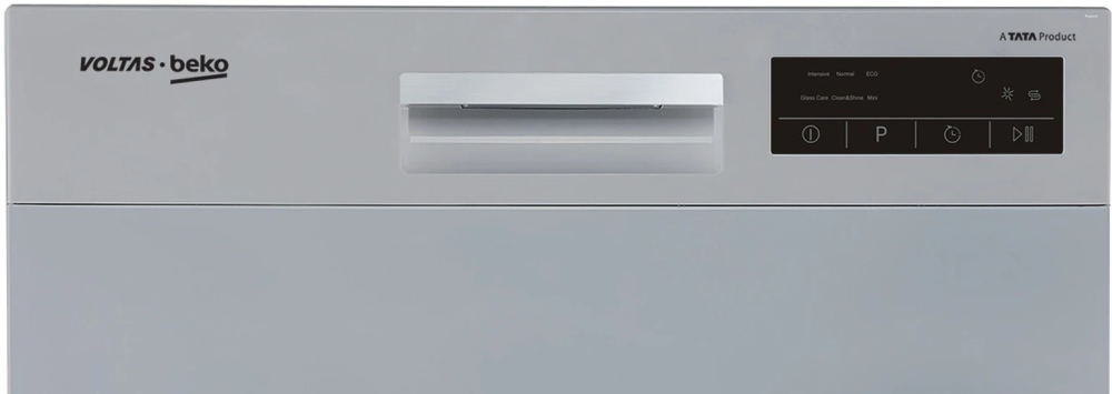 Voltas Beko DT8S 8 Place Settings Table Top Dishwasher with Inbuilt Heater, 6 Wash Programs, 8 L Water Consumption, Silver