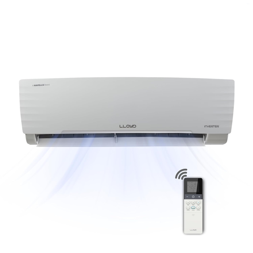 Lloyd 1.5 Ton 5 Star Inverter Split Air Conditioner with 6 in 1 Convertible, Cools Up To 54°C, DG Mode, Ice Clean, Smart 4 Way Swing and Turbo Cool (GLS18I5AGGGW, White)