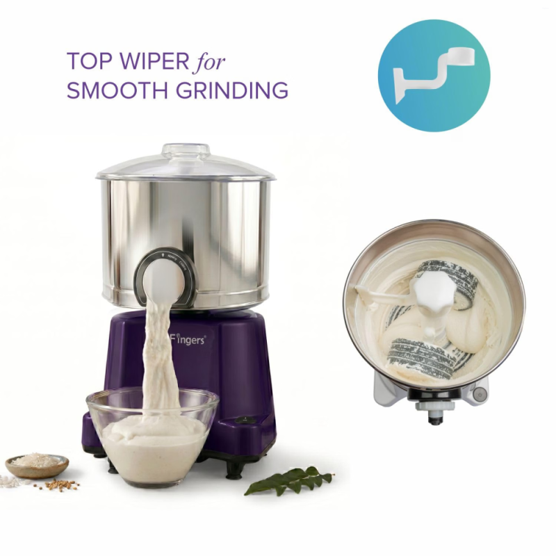 SmartFingers 3 L Comfort Plus Wet Grinder with Attachment, Hands-Free Batter Dispenser, Stainless Steel Drum