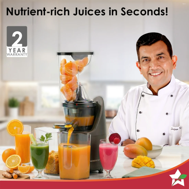Wonderchef Regalia 240W Full Fruit Cold Press Slow Juicer, 55 RPM, 76mm Large Feeding Tube, High Juice Yield