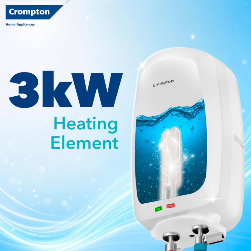 Crompton Arno Neo 3 Litre Instant Water Heater with 3 kW Heating Element, 6 Bar Pressure & 3-Level Safety